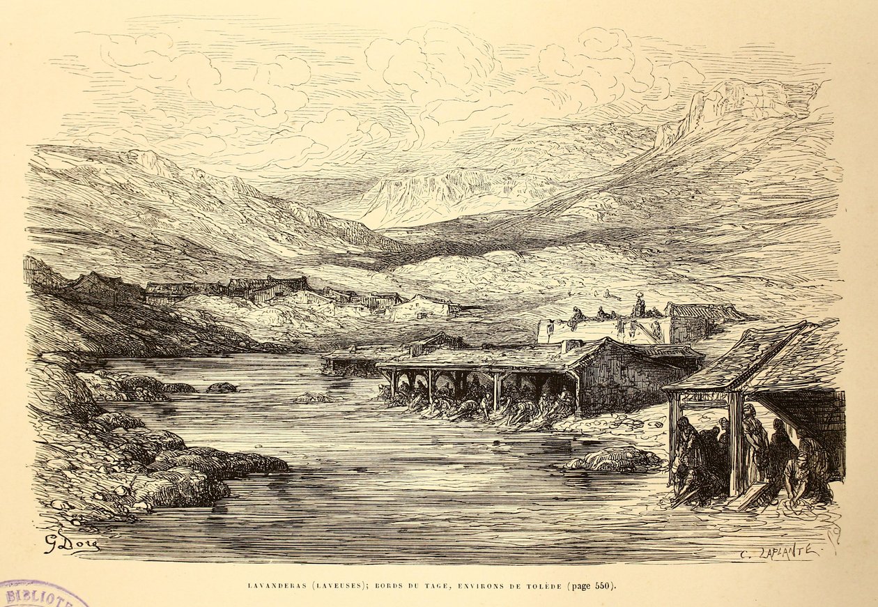 Wäscherinnen; Ufer des Tajo, Umgebung von Toledo von Gustave Dore