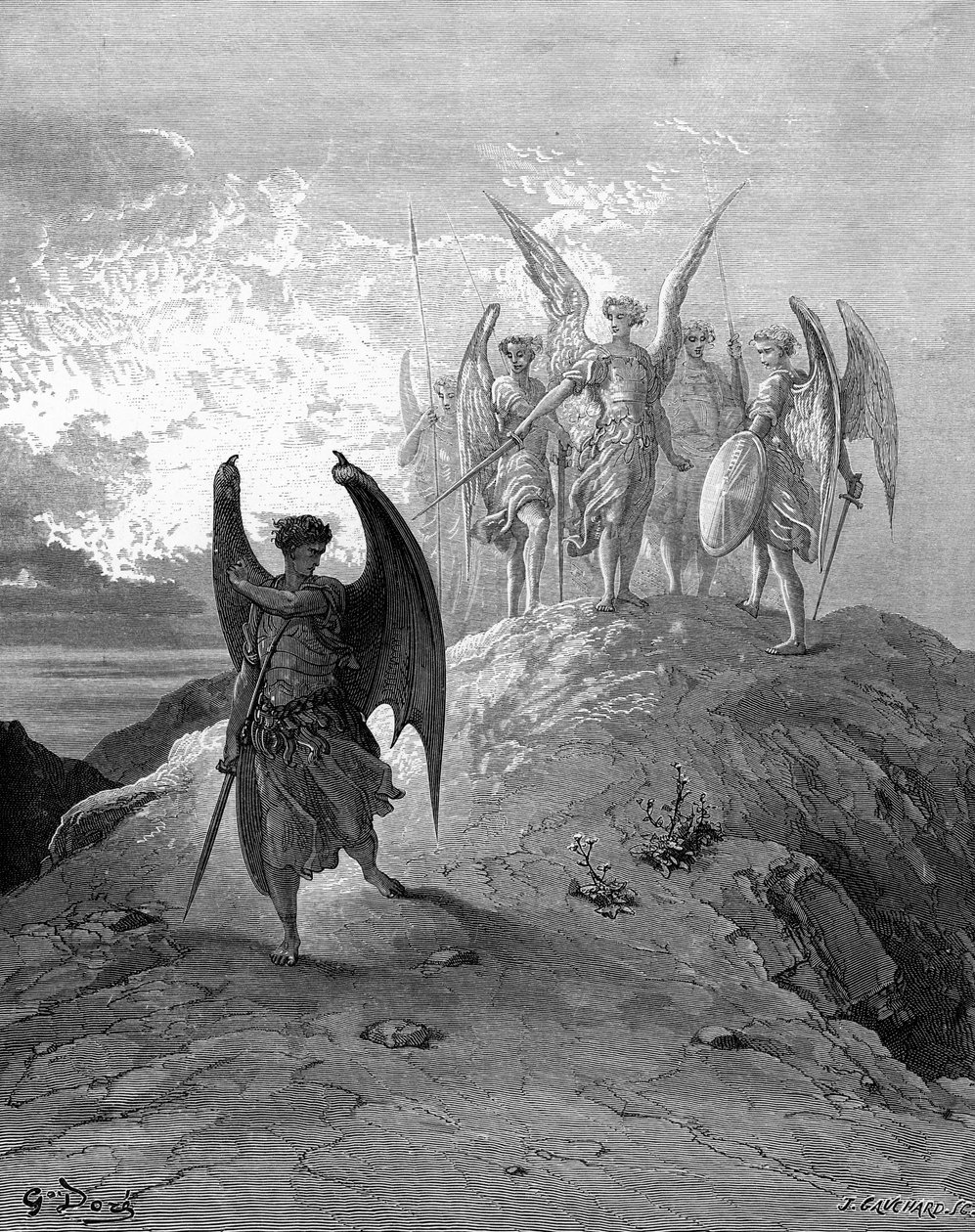 Das verlorene Paradies: Satan wird von Doré besiegt von Gustave Dore