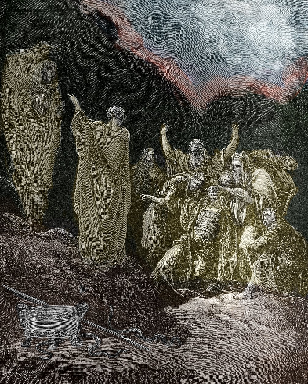 Saul und das Medium von Endor, von Doré - Bibel von Gustave Dore
