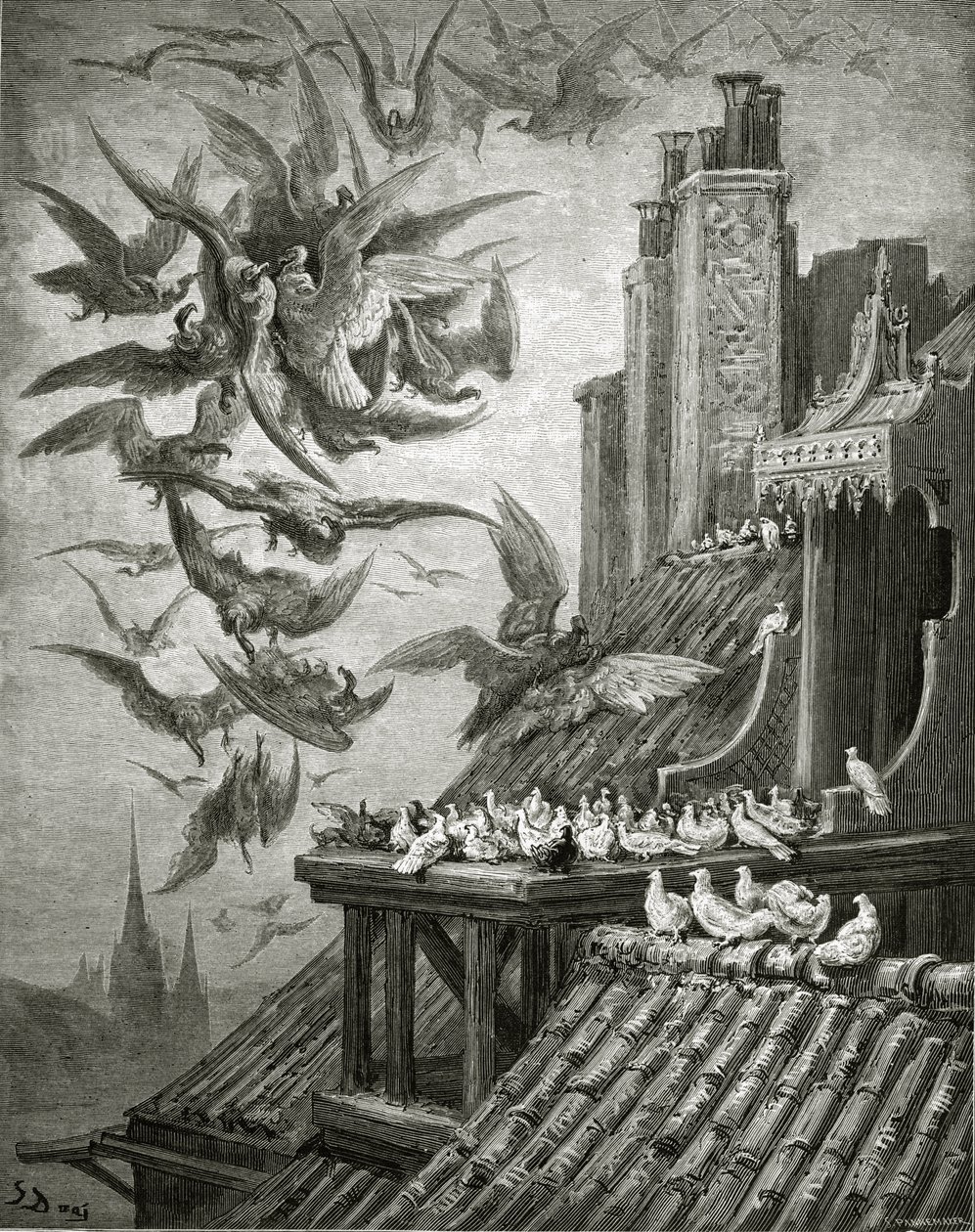Die Adler und die Tauben, Illustration aus 