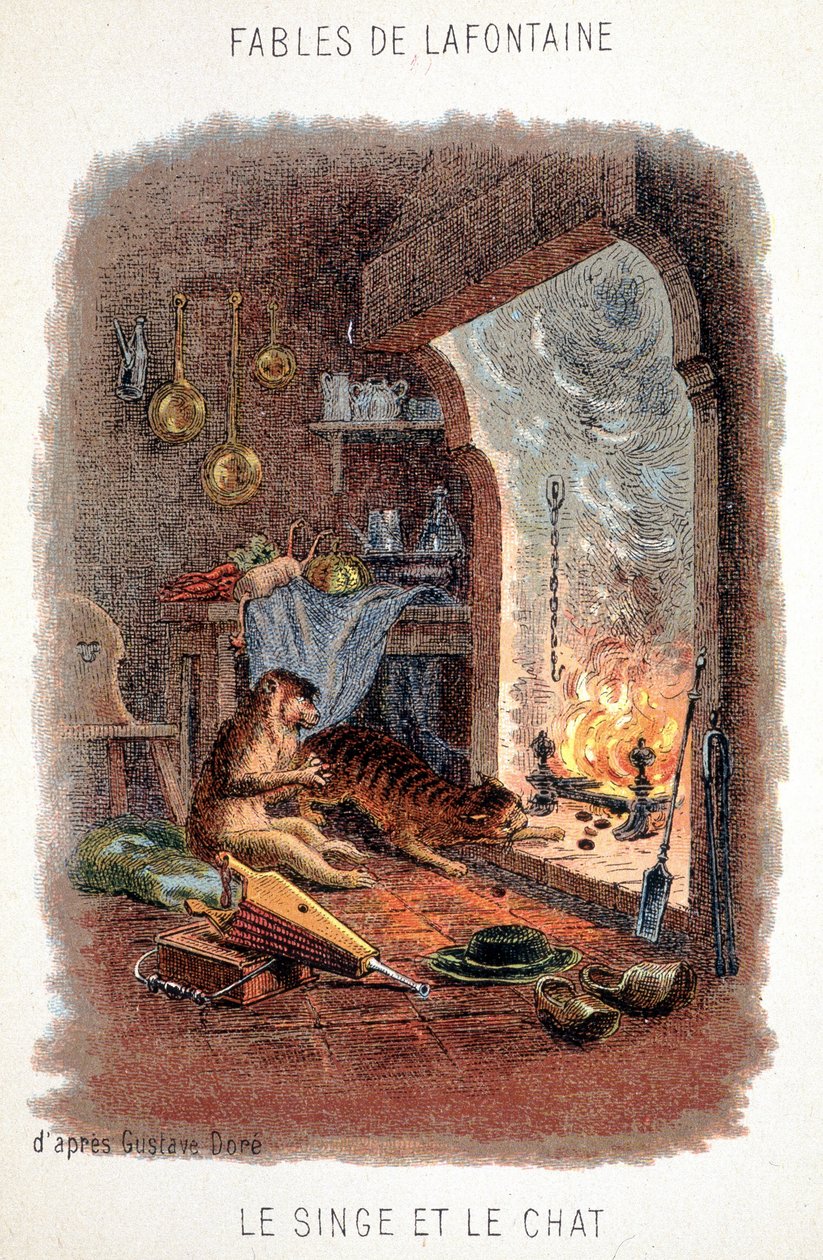 Fabeln von La Fontaine: Der Affe und die Katze, nach Gustave Doré von Gustave (after) Dore