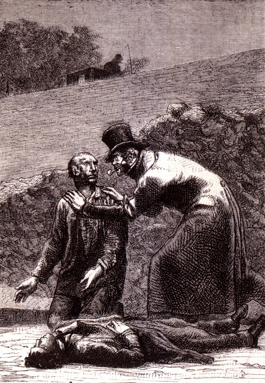 Javert erkennt Valjean - in „Les Misérables“ von Victor Hugo, ill. von Brion, Hrsg. Hetzel und Lacroix von Gustave Brion