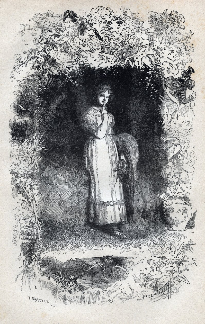 Porträt von Fantine verliebt in Tholomyes - Illustration von Gustave Brion (1824-1877) für „Die Elenden - Erster Teil: Fantine“ von Victor Hugo (1802-1885) 1862 von Gustave Brion