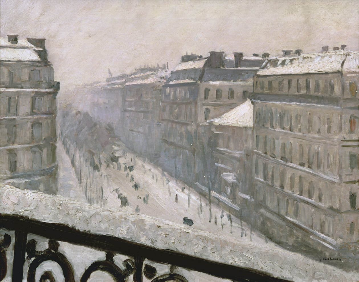Boulevard Haussmann im Schnee, 1879 oder 1881 von Gustave Caillebotte