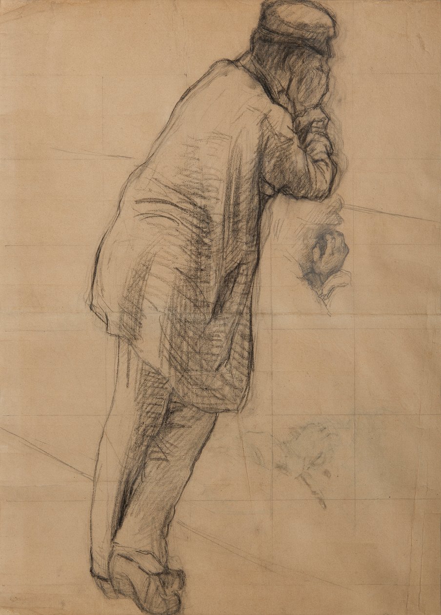 Studie für Die Pont de l’Europe: Mann, der sich auf seine Ellbogen stützt, ca. 1876 von Gustave Caillebotte