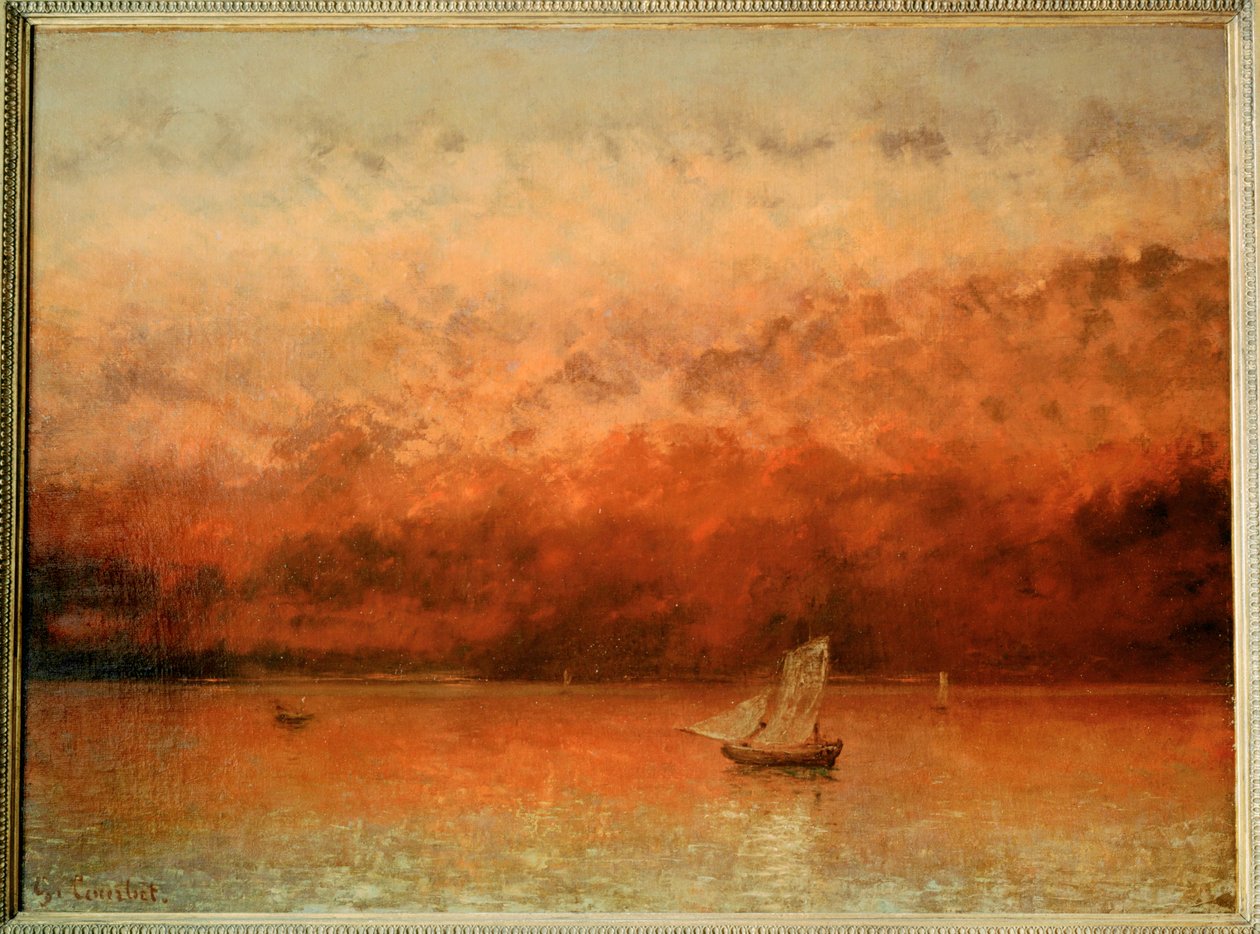 Genfersee bei Sonnenuntergang von Gustave Courbet