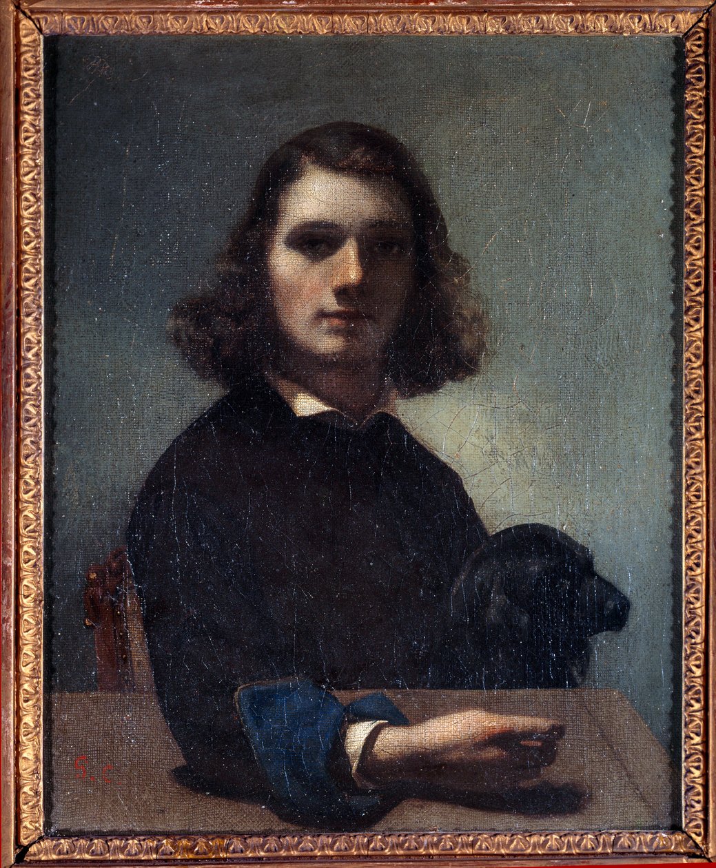 Selbstporträt mit schwarzem Hund von Gustave Courbet