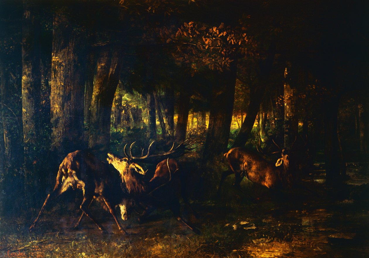 Frühlingsbrunft, Kampf der Hirsche von Gustave Courbet