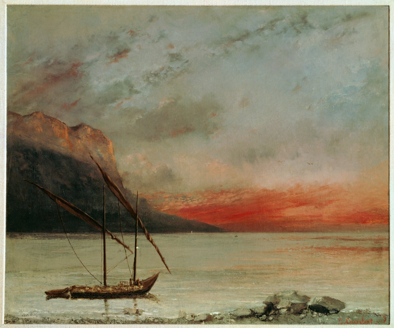 Sonnenuntergang am Genfersee von Gustave Courbet