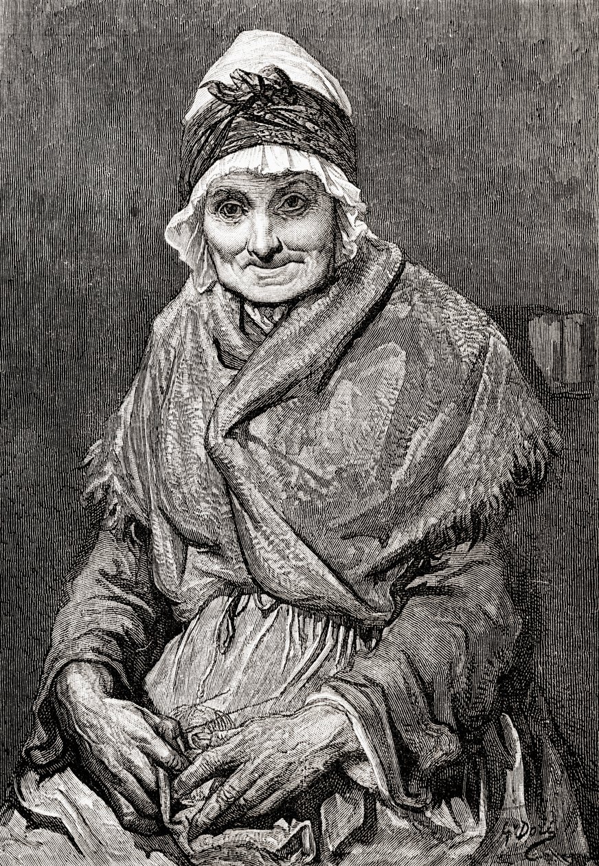 Nach einer Zeichnung von 1880 von Gustave Dore seiner Krankenschwester Francoise. Aus Leben und Erinnerungen von Gustave Dore, veröffentlicht 1885. von Gustave Dore