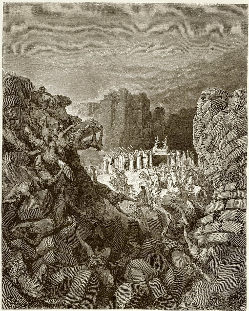 Bibel: Der Fall der Mauern von Jericho. Gravur von Gustave Doré, um 1860. von Gustave Dore