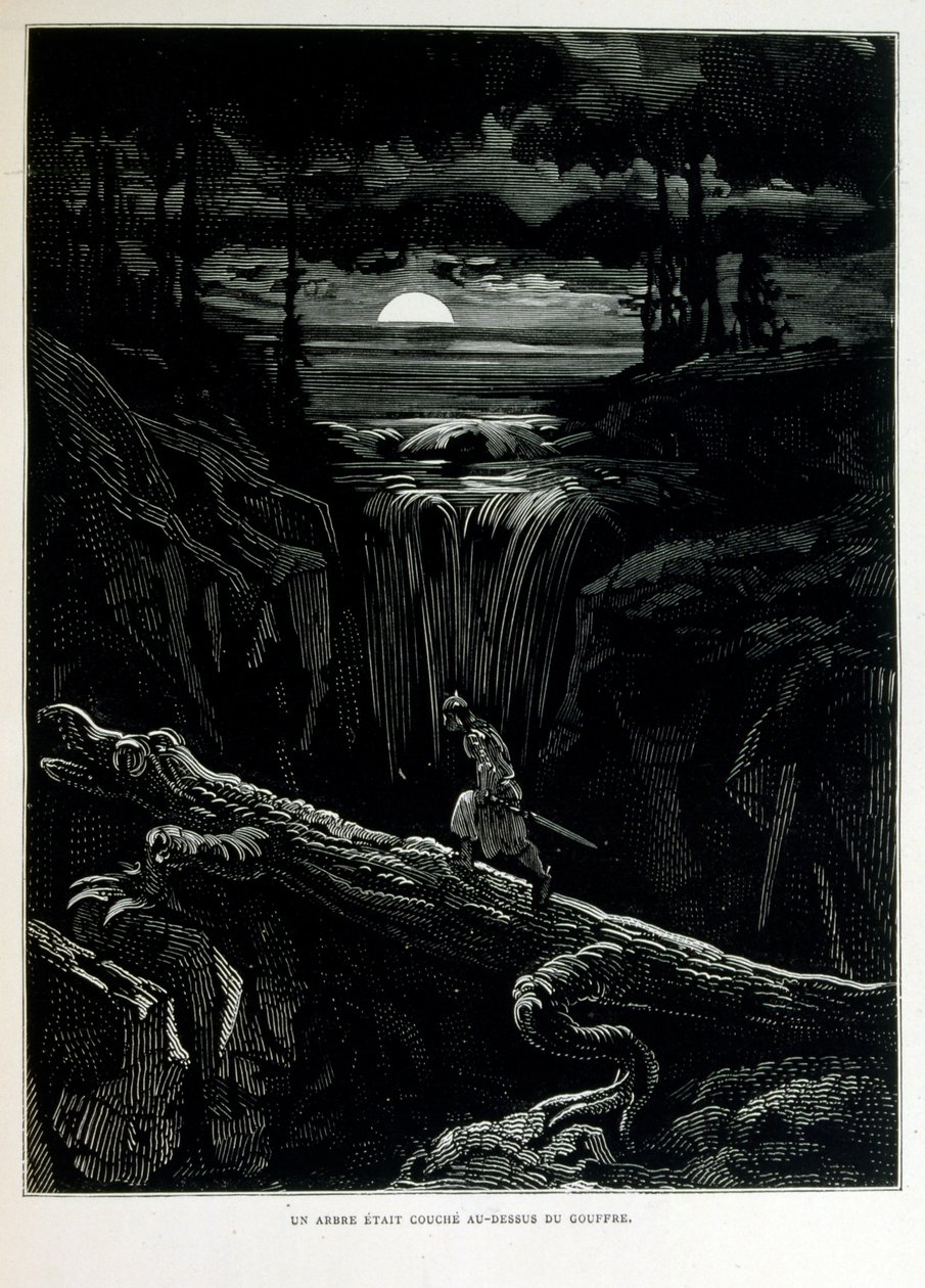 Croque-Mitaine; Illustration von 1863, von Gustave Doré (1832-1883); französischer Künstler, Drucker, Illustrator. Croque-Mitaine (Der Bögemann) ein bösartiger Charakter, der Kindern vorgestellt wird, um sie zu erschrecken und sie so weiser zu machen. von Gustave Dore
