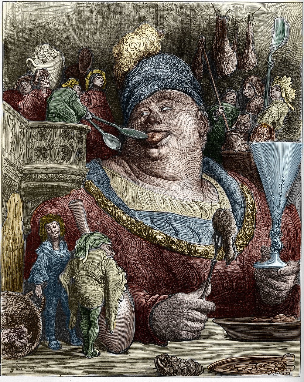 Gargantua, Figur aus den Romanen von François Rabelais (1494-1553), französischer Schriftsteller. Illustration von Gustave Doré (1832-1883) von Gustave Dore