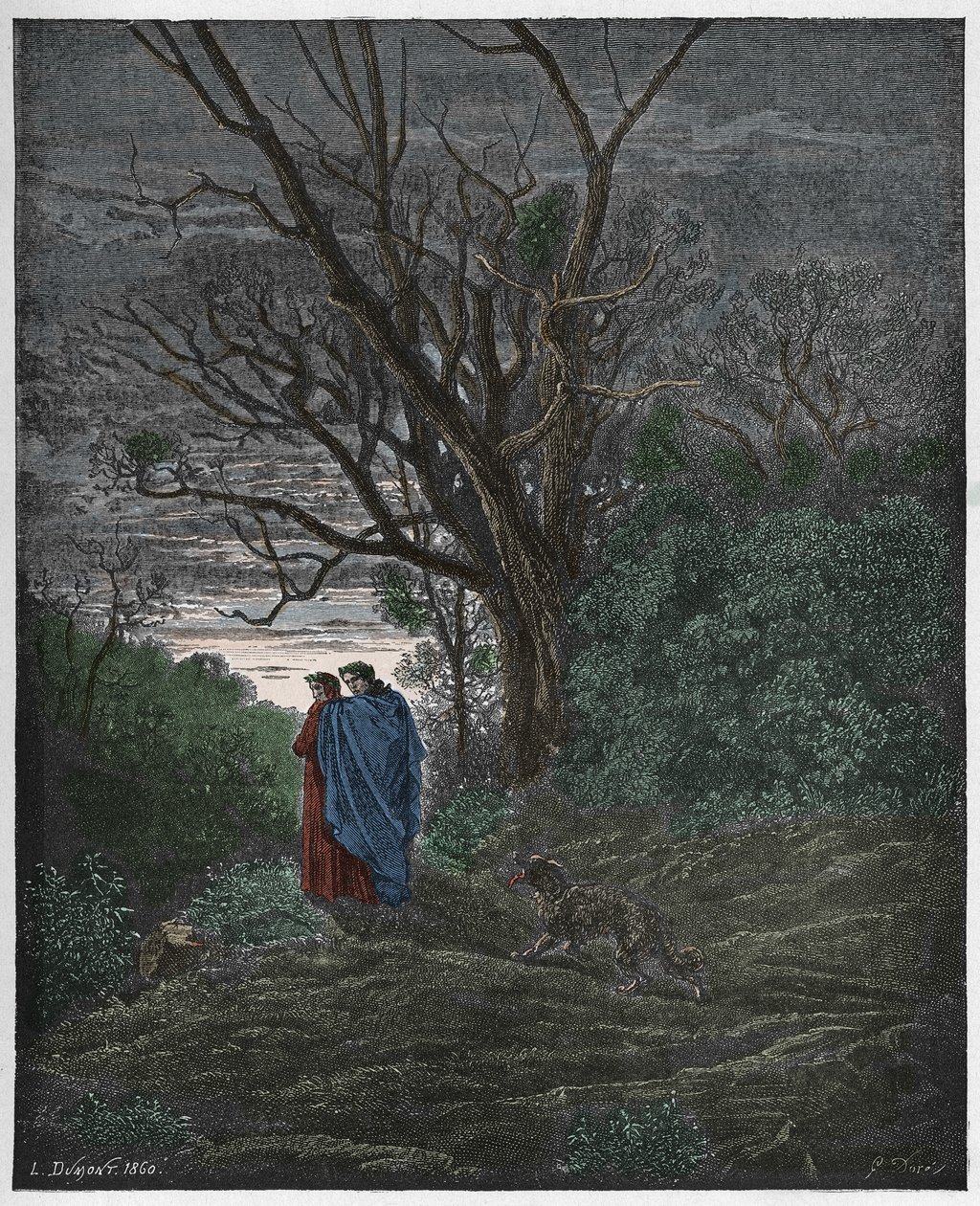 Inferno, Gesang 1: Der Wolf erscheint, Illustration aus "Die Göttliche Komödie" von Dante Alighieri, 1885 von Gustave Dore
