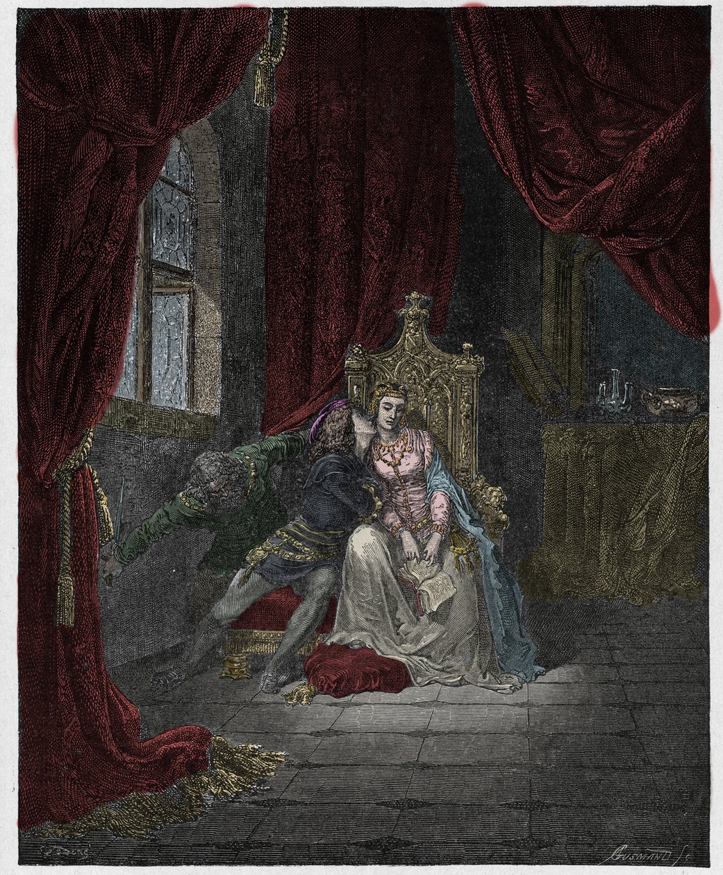 Inferno, Gesang 5: Paolo und Francesca, Illustration aus "Die Göttliche Komödie" von Dante Alighieri, 1885 von Gustave Dore