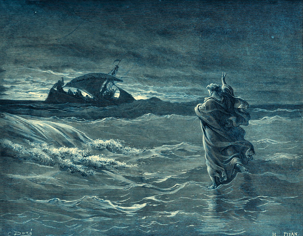 Jesus geht auf dem Meer - Bibel von Gustave Dore
