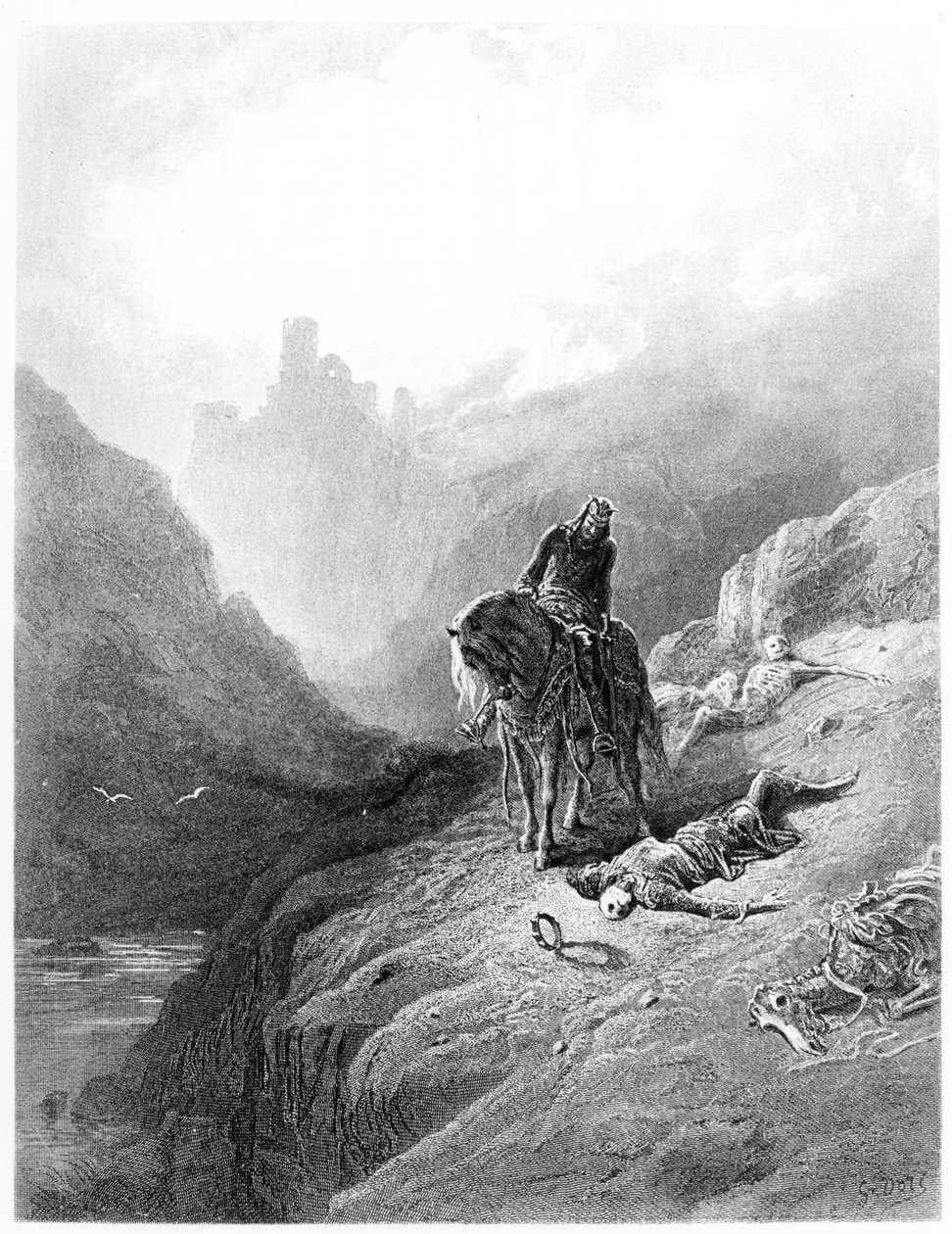König Artus entdeckt die Skelette der Brüder, Illustration aus 