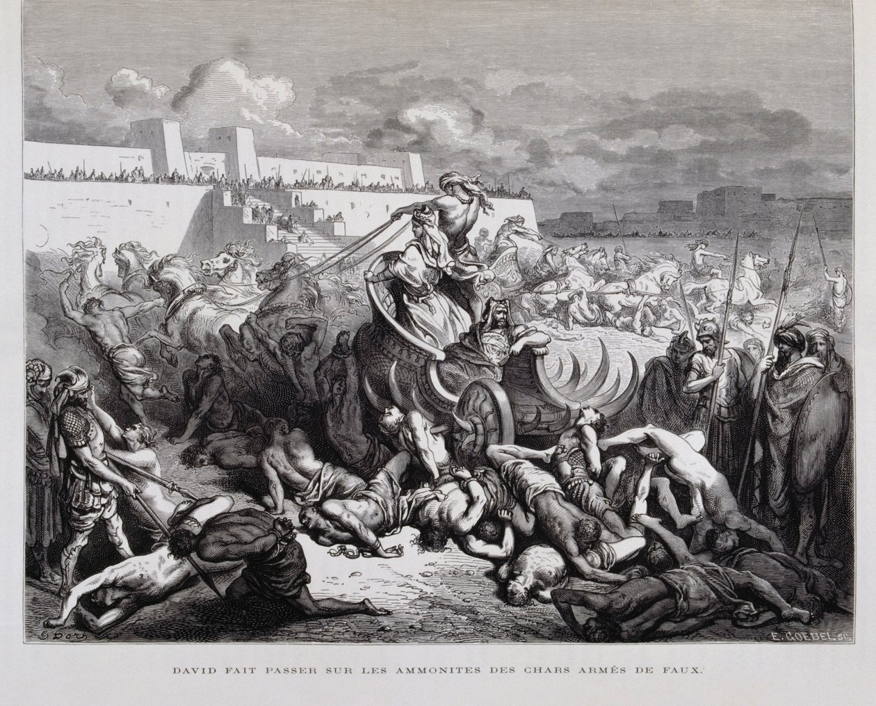 König David bestraft die Ammoniter, Illustration aus der Dore-Bibel von Gustave Dore