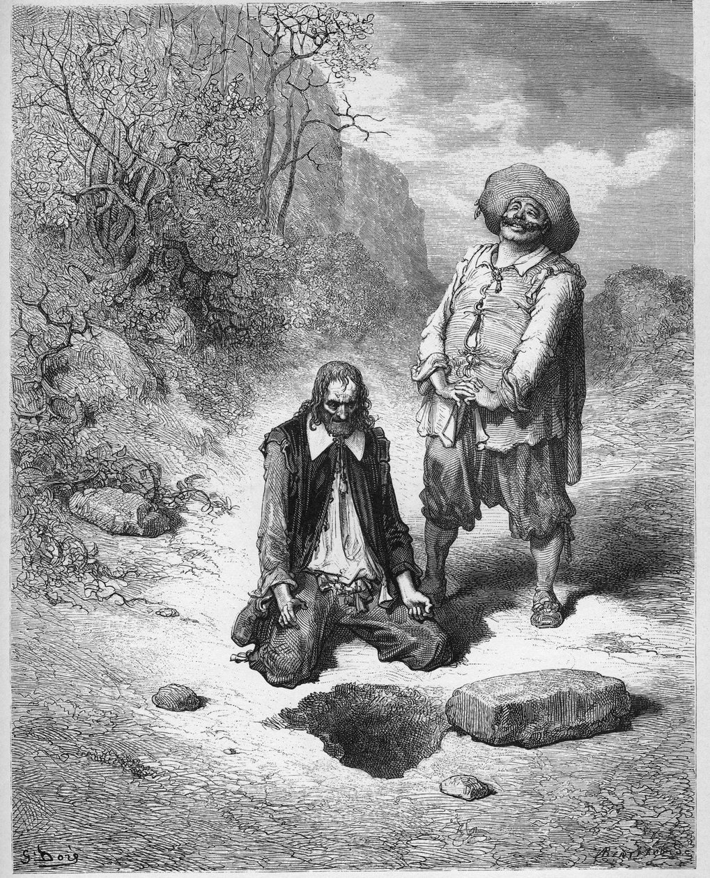 Der Geizhals, der seinen Schatz verlor - aus "Fabeln" von Jean de La Fontaine von Gustave Dore