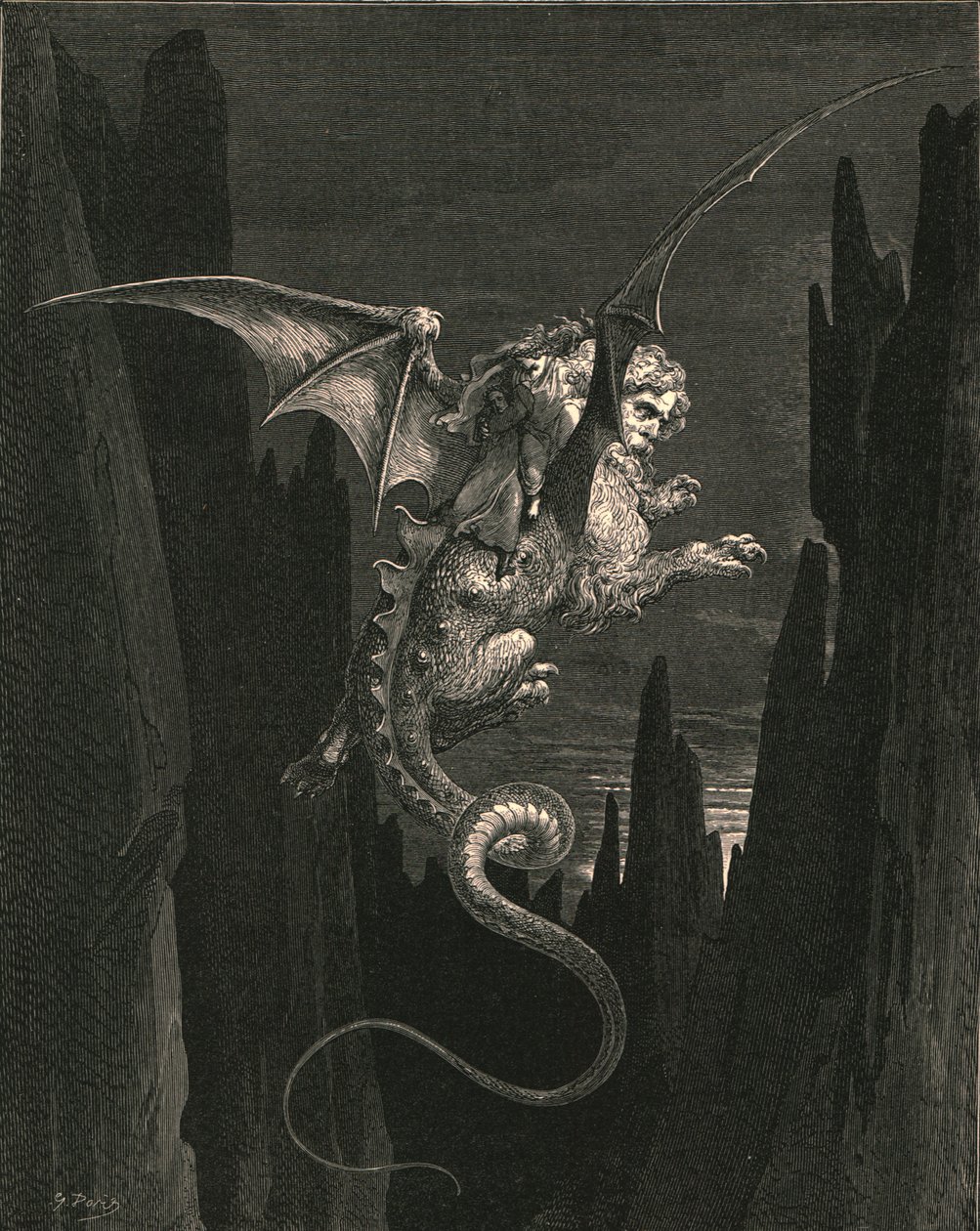 Neue Angst, die ich bei dem steilen Sturz empfand, ca. 1890 von Gustave Dore