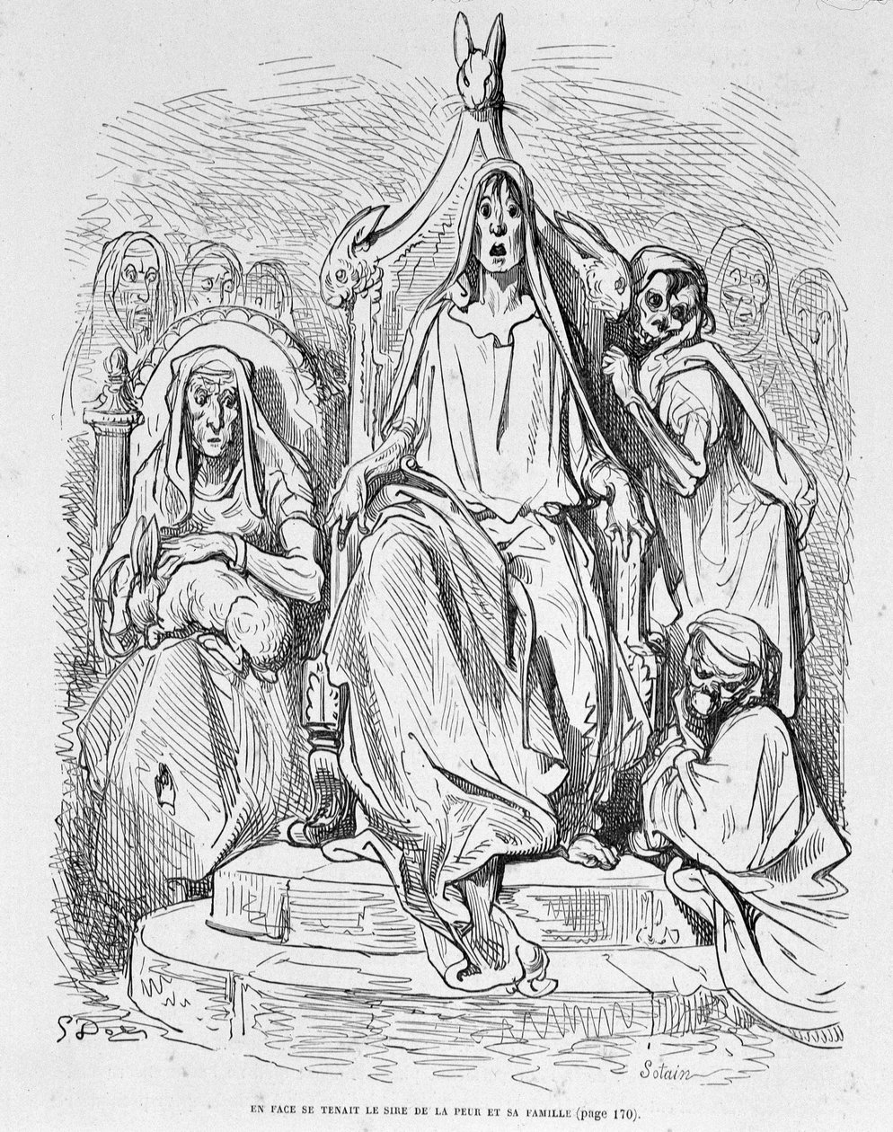 Personifikation der Angst und seiner Familie von Doré von Gustave Dore