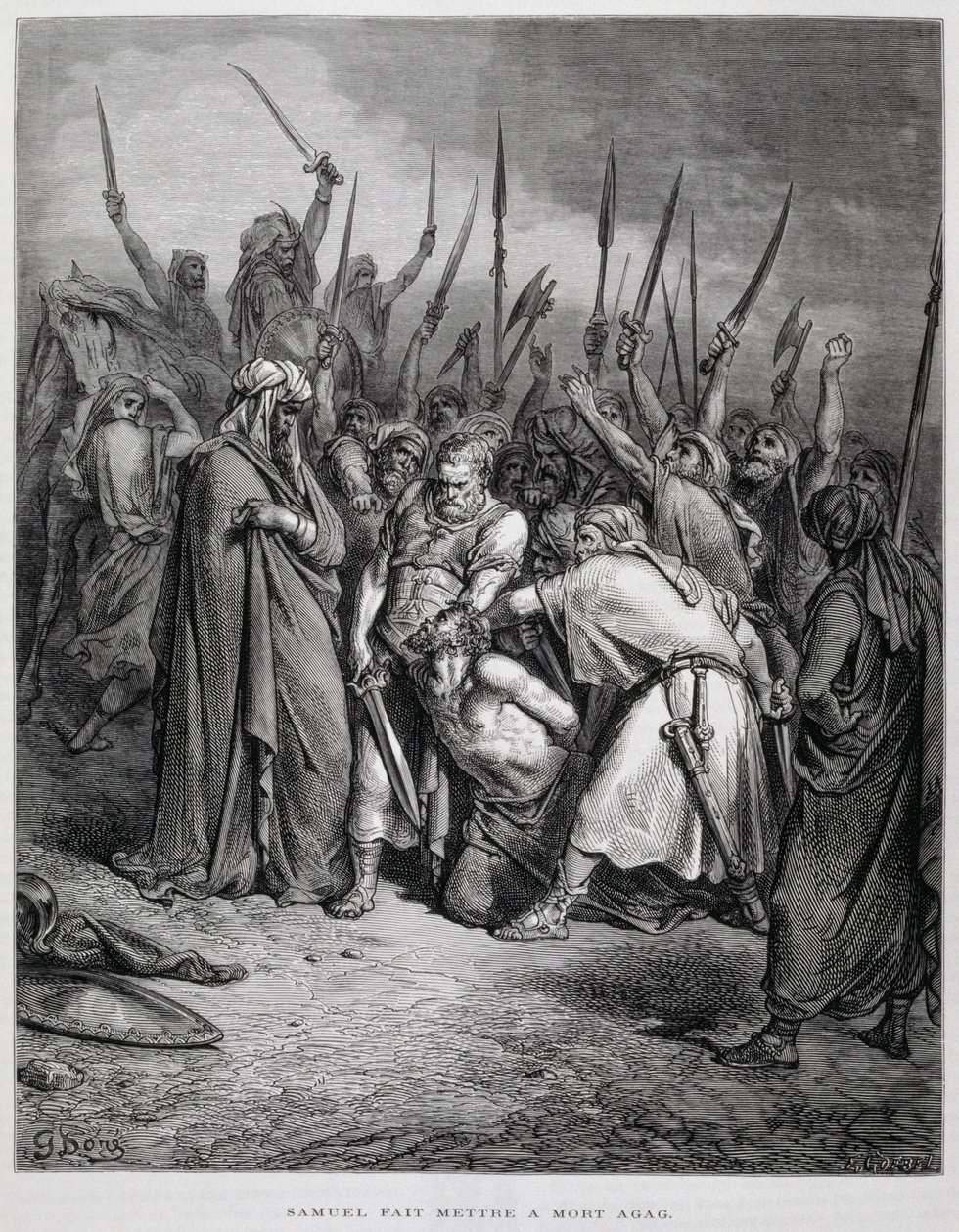 Samuel tötet Agag, Illustration aus der Dore-Bibel von Gustave Dore