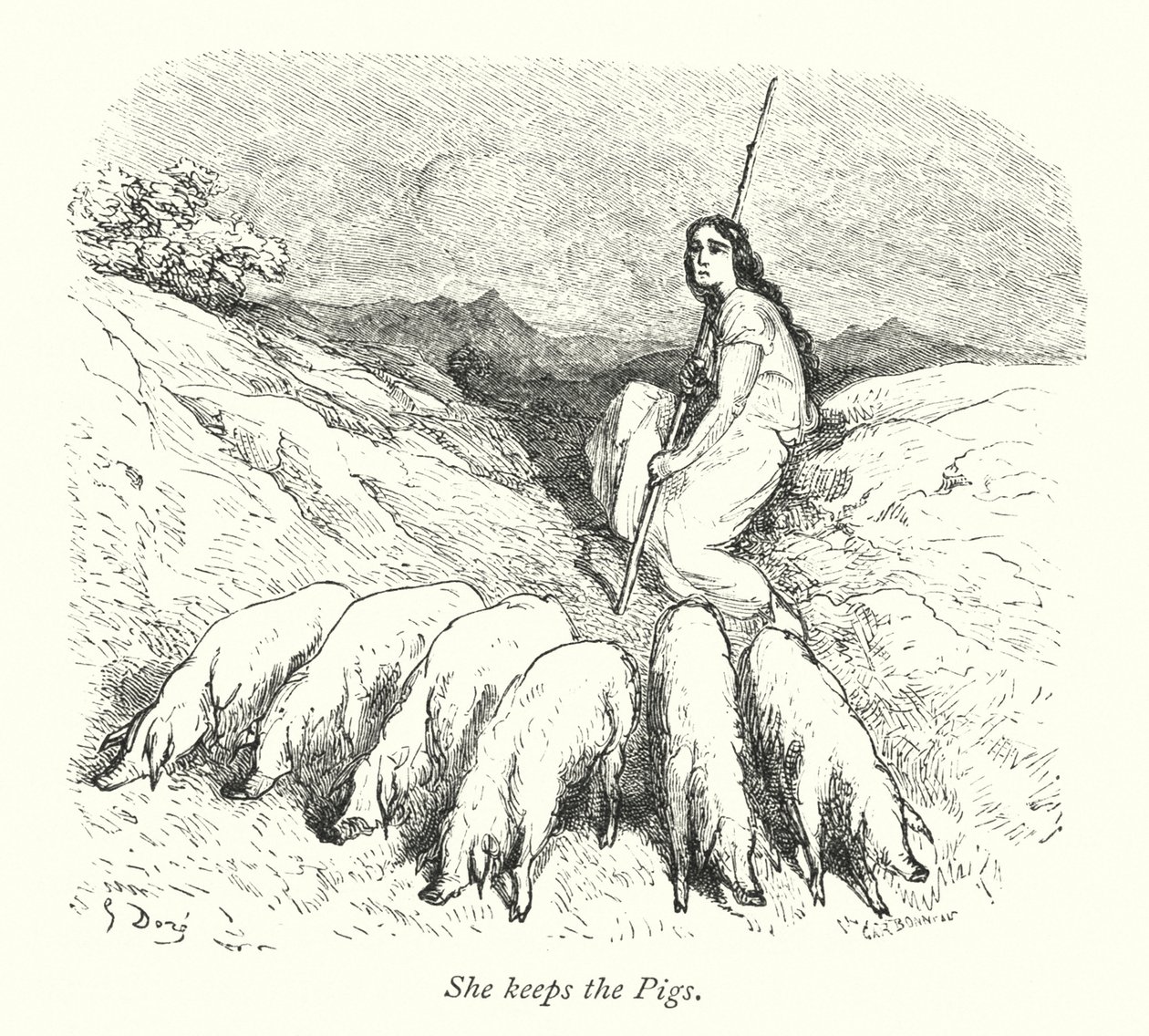 Sie hütet die Schweine von Gustave Dore