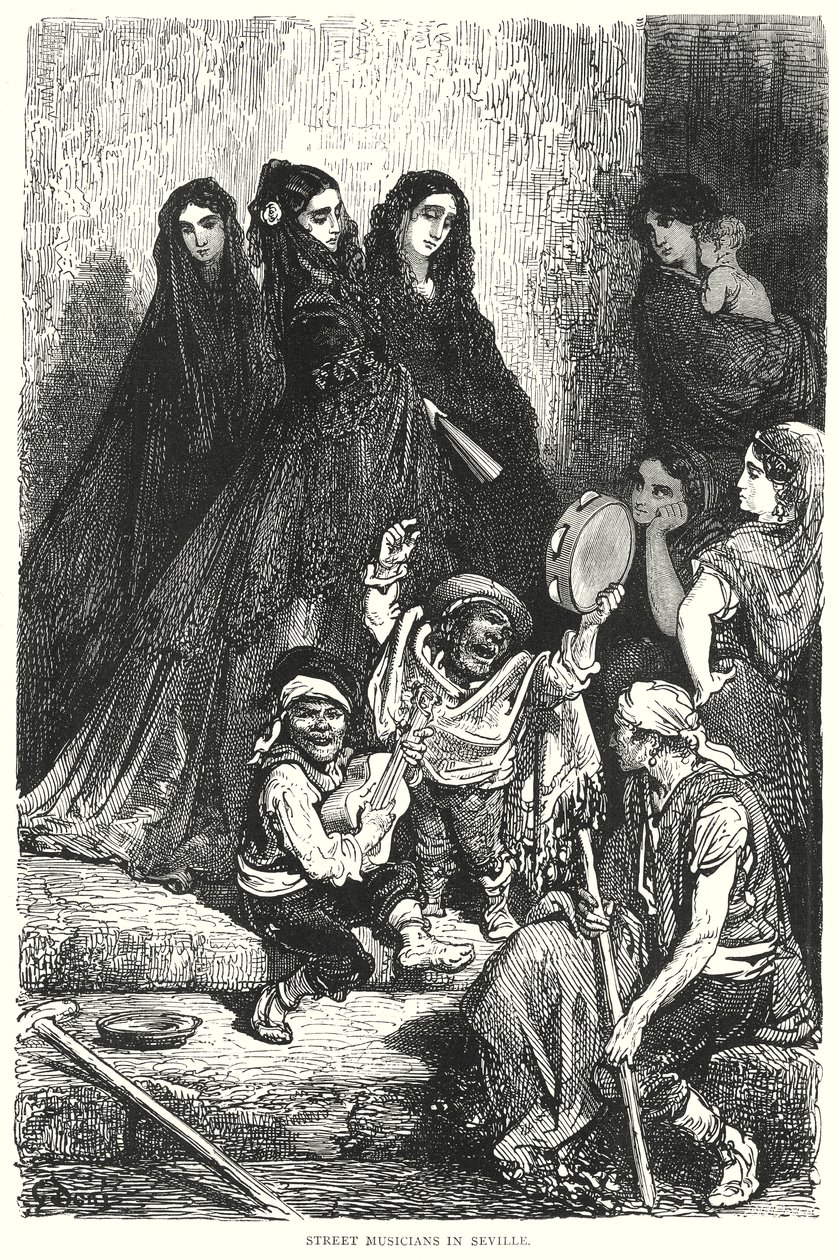 Straßenmusiker in Sevilla von Gustave Dore