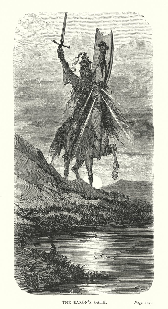 Der Eid des Barons (Gravur) von Gustave Dore