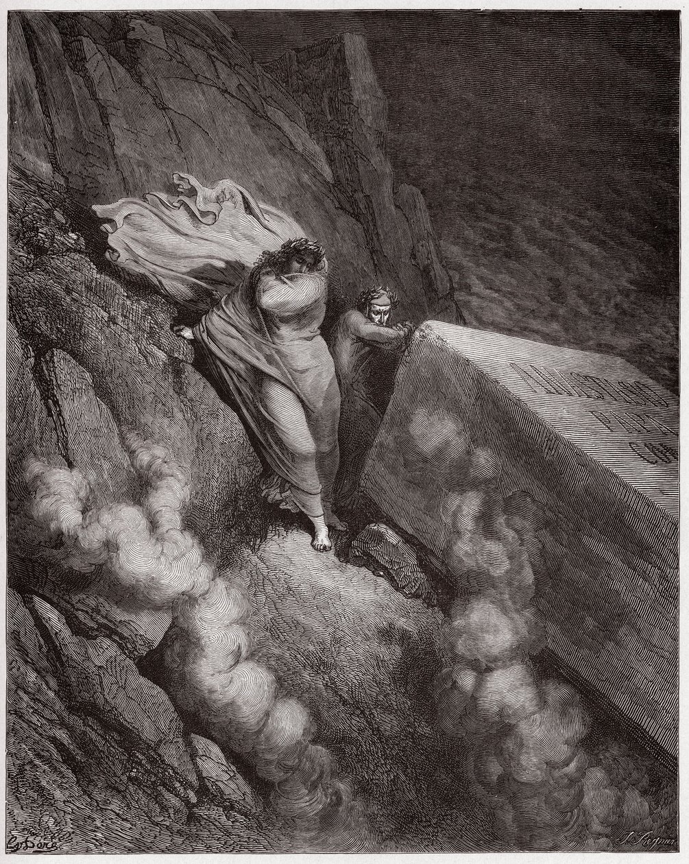 Die Göttliche Komödie, Inferno, Gesang 11: Das brennende Grab von Papst Anastasius II. - von Dante Alighieri (1265-1321) - Illustration von Gustave Doré (1832-1883) von Gustave Dore