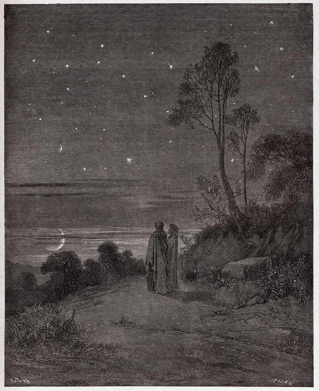 Die Göttliche Komödie, Inferno, Gesang 2: Der dunkle Himmel der ersten Nacht (Illustration von Gustave Doré) von Gustave Dore