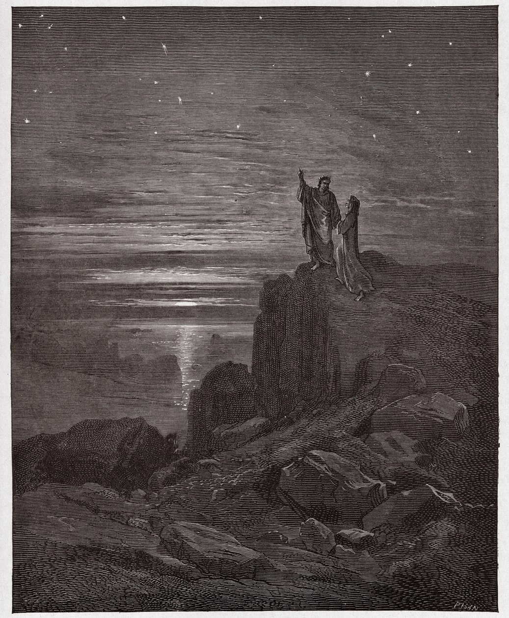 Die Göttliche Komödie, Inferno, Gesang 34: Die Dichter entkommen der Hölle - von Dante Alighieri (1265-1321) - Illustration von Gustave Doré (1832-1883) von Gustave Dore