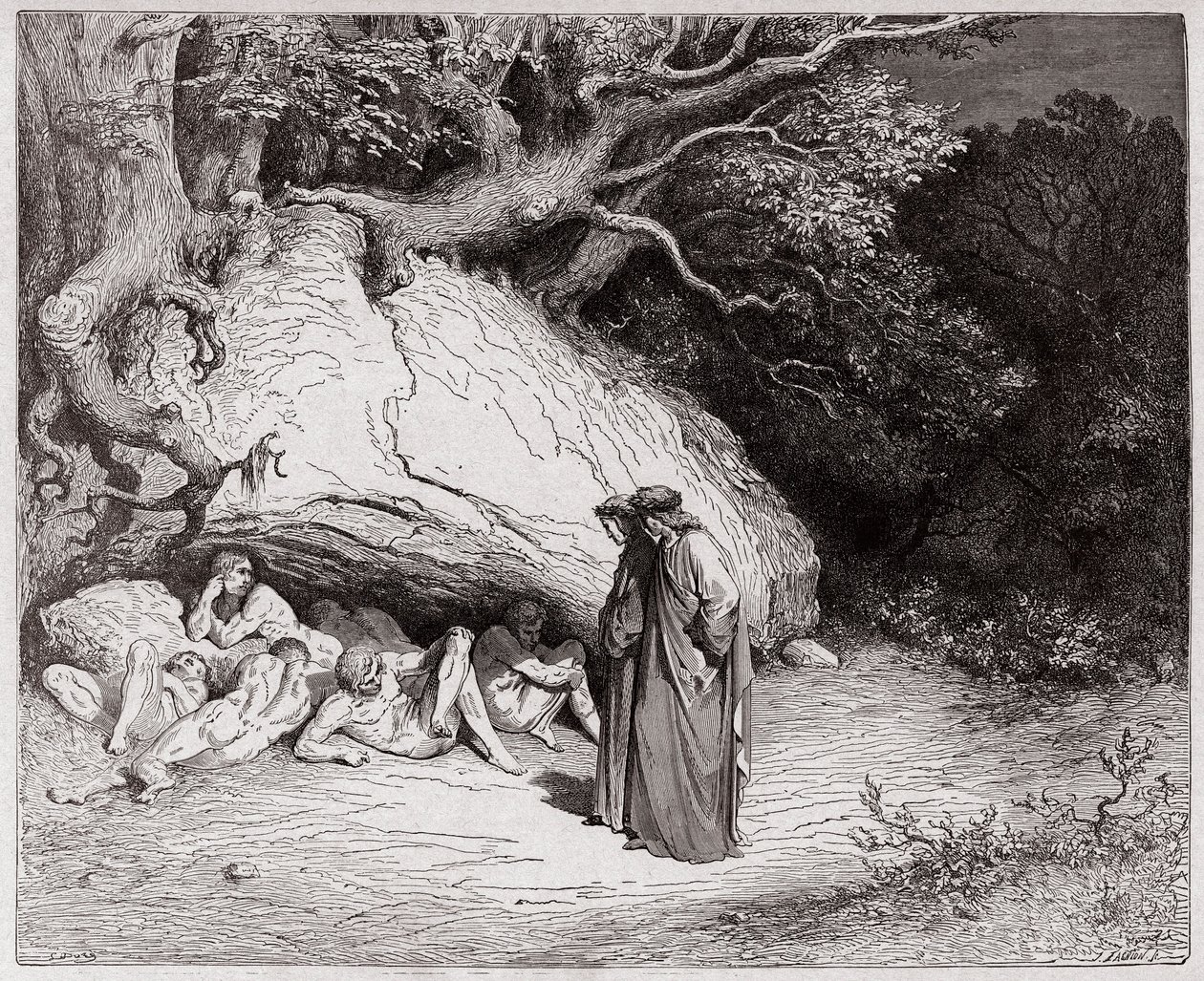 Die Göttliche Komödie, Inferno, Gesang 4: Die unschuldigen Seelen im Limbus (Illustration von Gustave Doré) von Gustave Dore