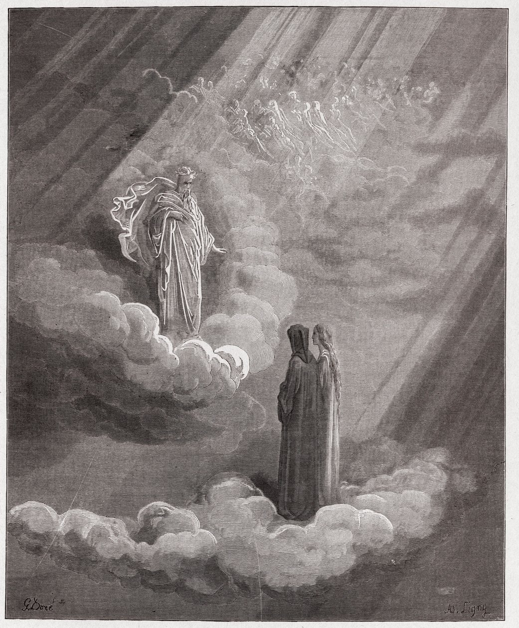 Die Göttliche Komödie (La Divina Commedia), Paradiso, Gesang 16: Die Seele von Cacciaguida spricht von Florenz - von Dante Alighieri (1265-1321) - Illustration von Gustave Doré (1832-1883) von Gustave Dore