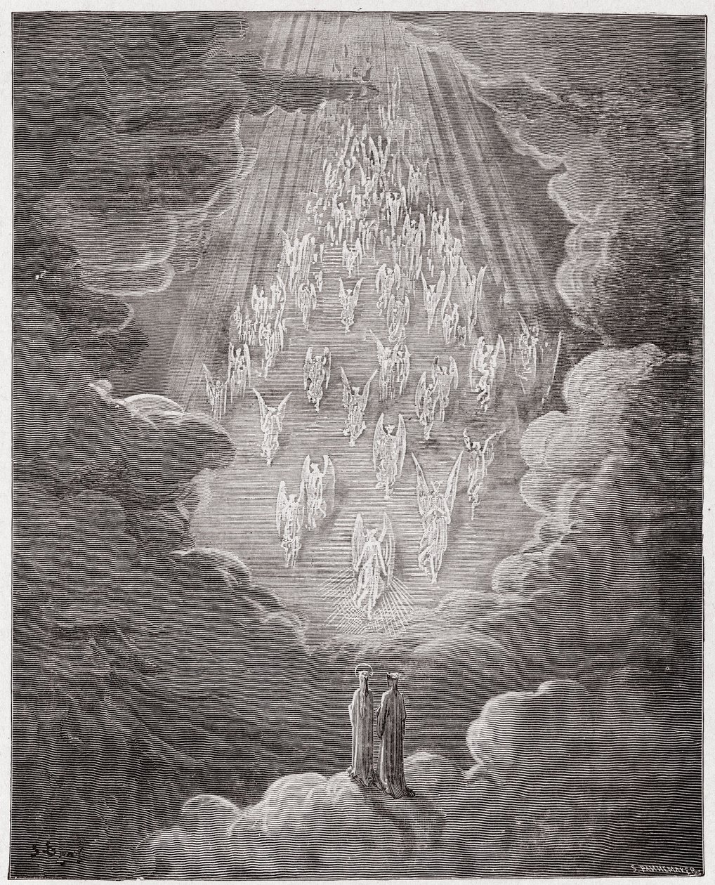 Die Göttliche Komödie, Paradiso, Gesang 21: Beatrice und Dante in der Sphäre des Saturn (Illustration von Gustave Doré) von Gustave Dore