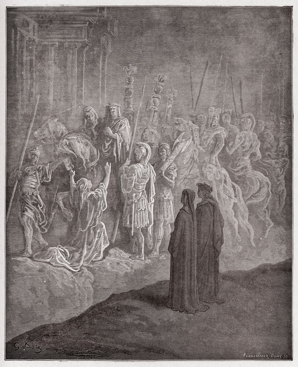 Die Göttliche Komödie, Purgatorio, Gesang 10: Die Marmorskulpturen, die Stolz darstellen - von Dante Alighieri (1265-1321) - Illustration von Gustave Doré (1832-1883) von Gustave Dore