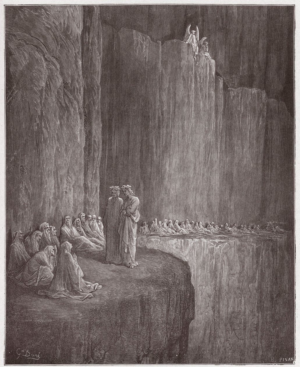 Die Göttliche Komödie (La Divina Commedia), Purgatorio, Gesang 13: Sapia reinigt sein schuldiges Leben - von Dante Alighieri - Illustration von Gustave Dore von Gustave Dore