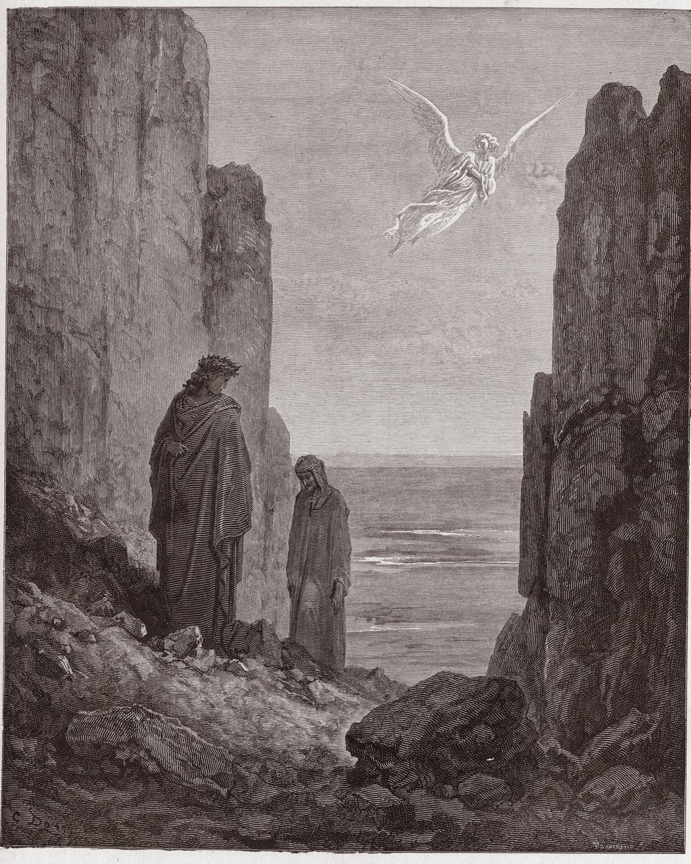 Die Göttliche Komödie (La Divina Commedia), Purgatorio, Gesang 19: Die Dichter steigen in den fünften Kreis auf - von Dante Alighieri (1265-1321) - Illustration von Gustave Doré (1832-1883) von Gustave Dore