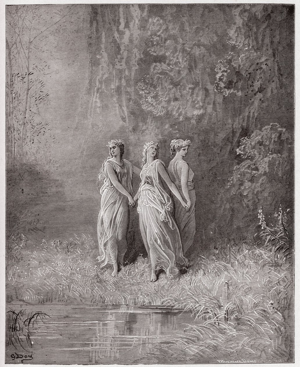 Die Göttliche Komödie (La Divina Commedia), Purgatorio, Gesang 29: Nächstenliebe, Hoffnung und Glaube - von Dante Alighieri (1265-1321) - Illustration von Gustave Doré (1832-1883) von Gustave Dore