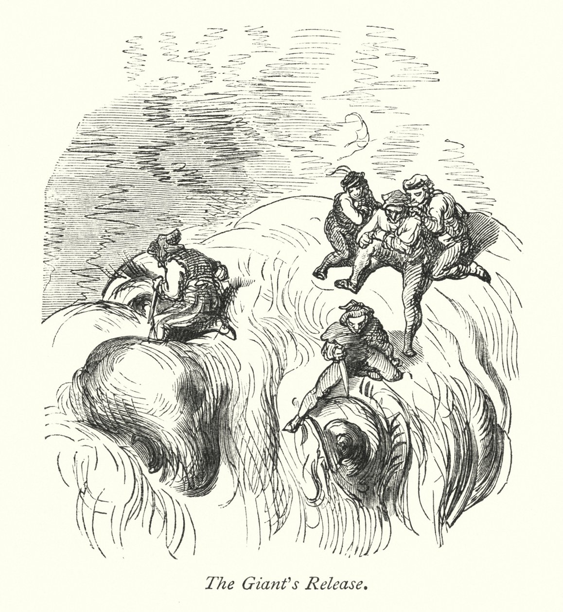 Die Befreiung des Riesen (Gravur) von Gustave Dore