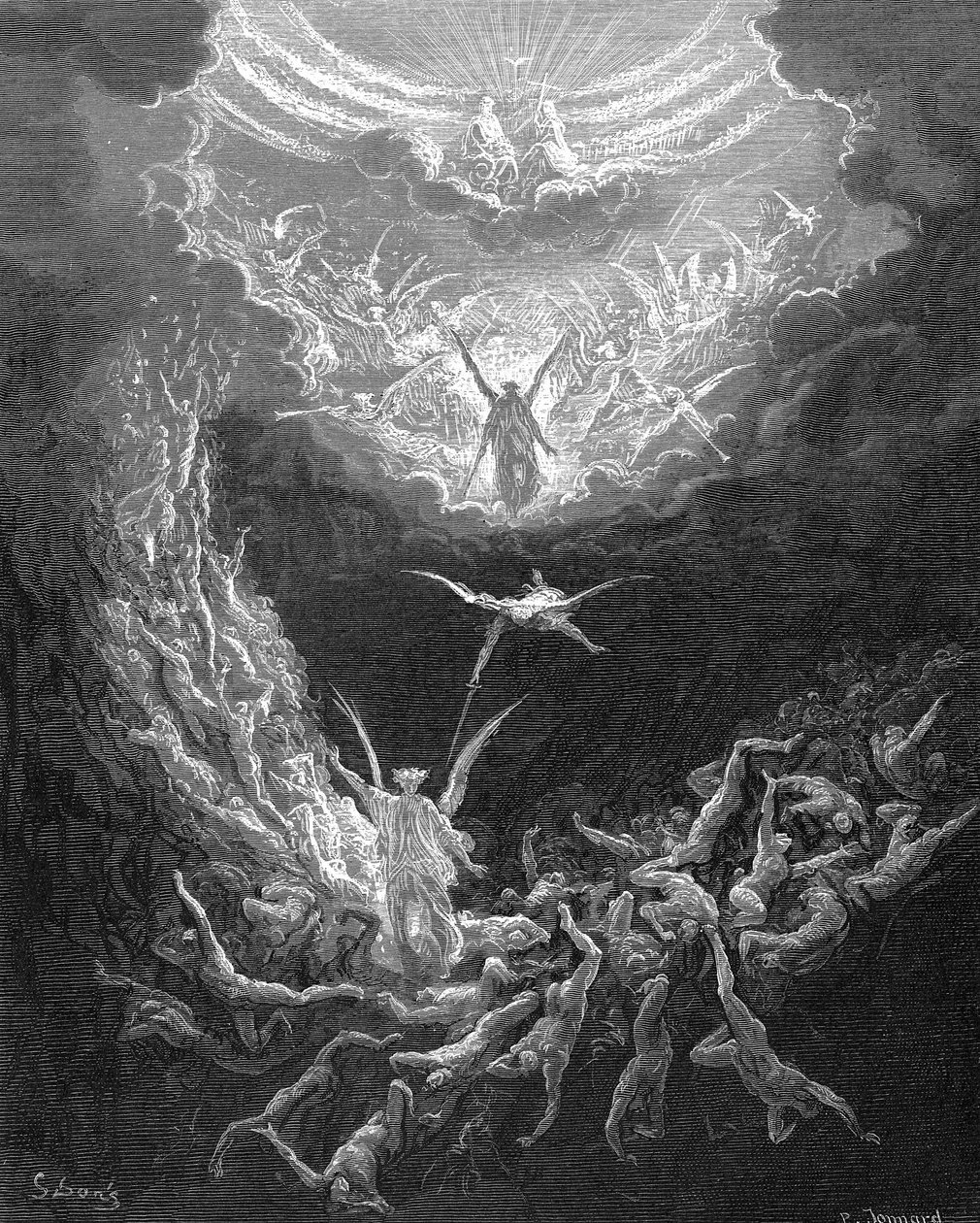 Das Jüngste Gericht. Bibel Buch der Offenbarung 20:11. Illustration von Gustave Doré 1865-1866. Holzstich von Gustave Dore