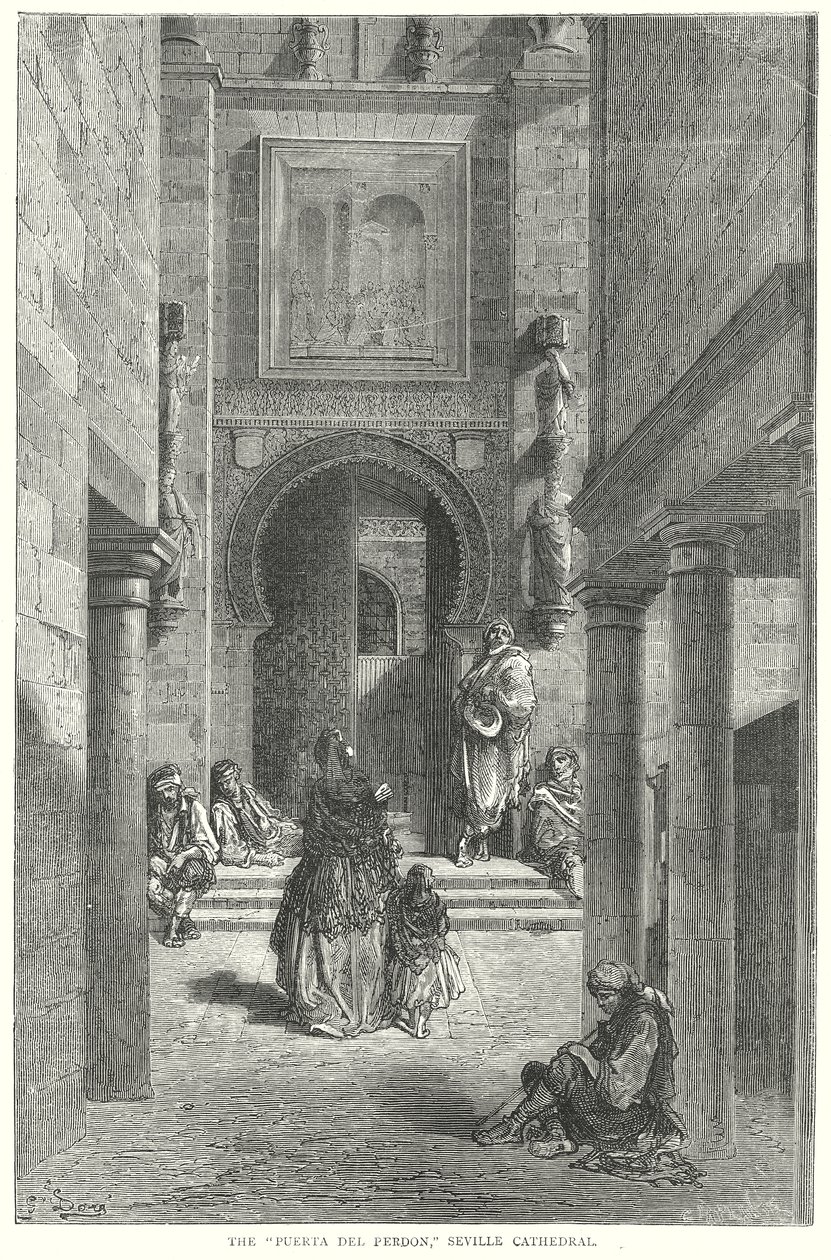 Die "Puerta del Perdon," Kathedrale von Sevilla (Gravur) von Gustave Dore
