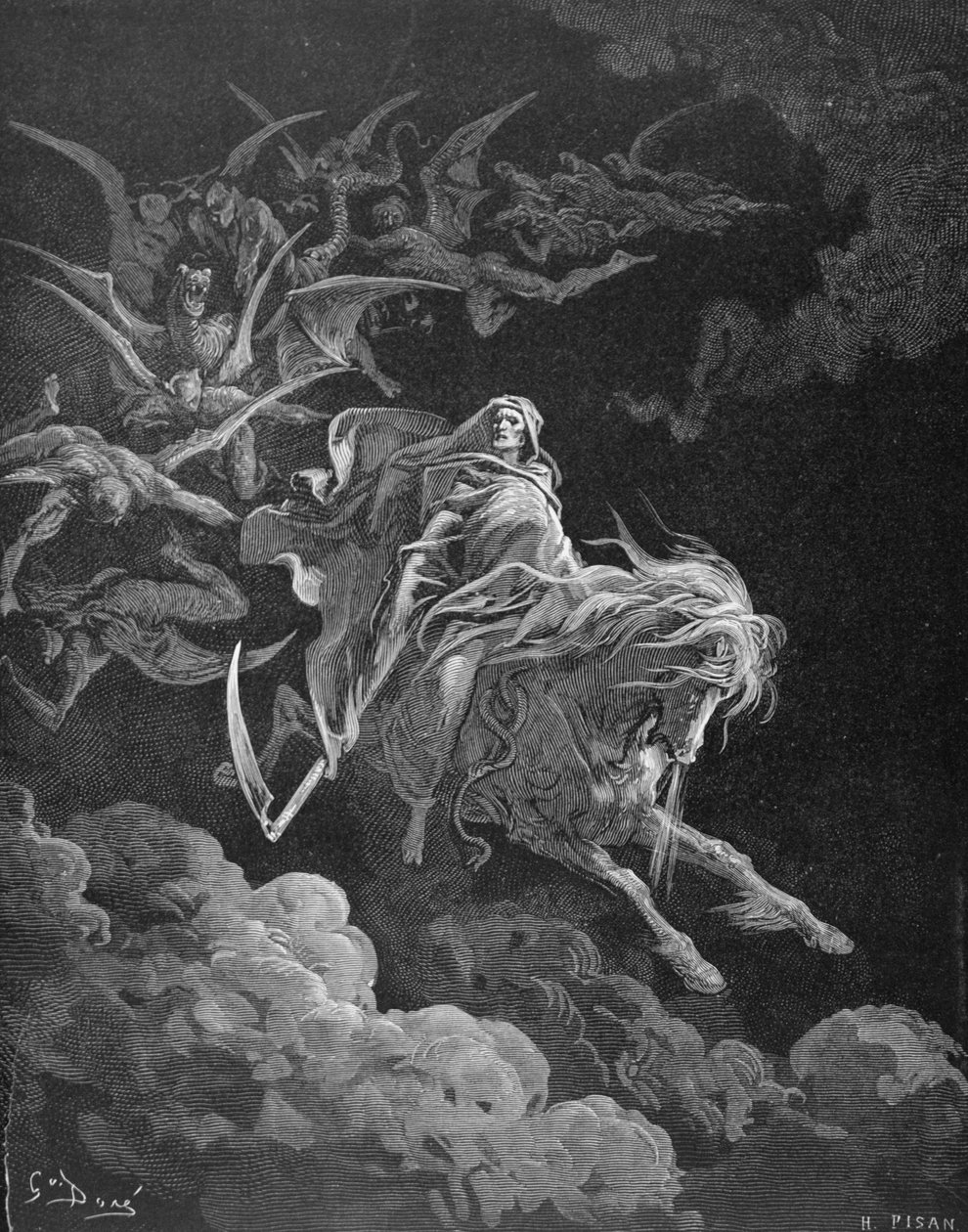 Die Vision des Todes (gestochen von Heliodore Joseph Pisan, ca. 1868) von Gustave Dore