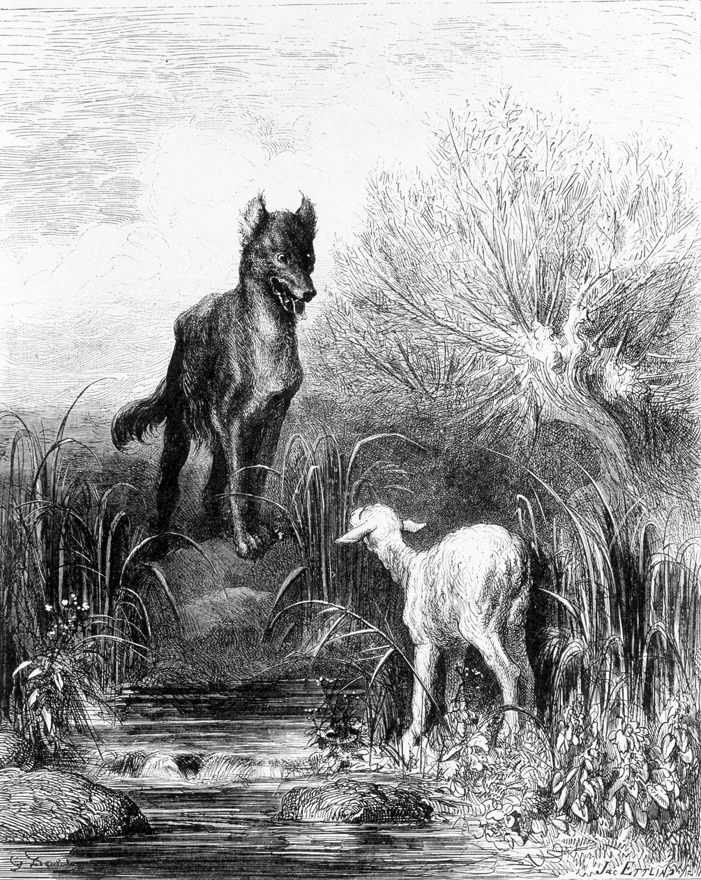 Der Wolf und das Lamm „Fabeln“ von La Fontaine von Doré von Gustave Dore