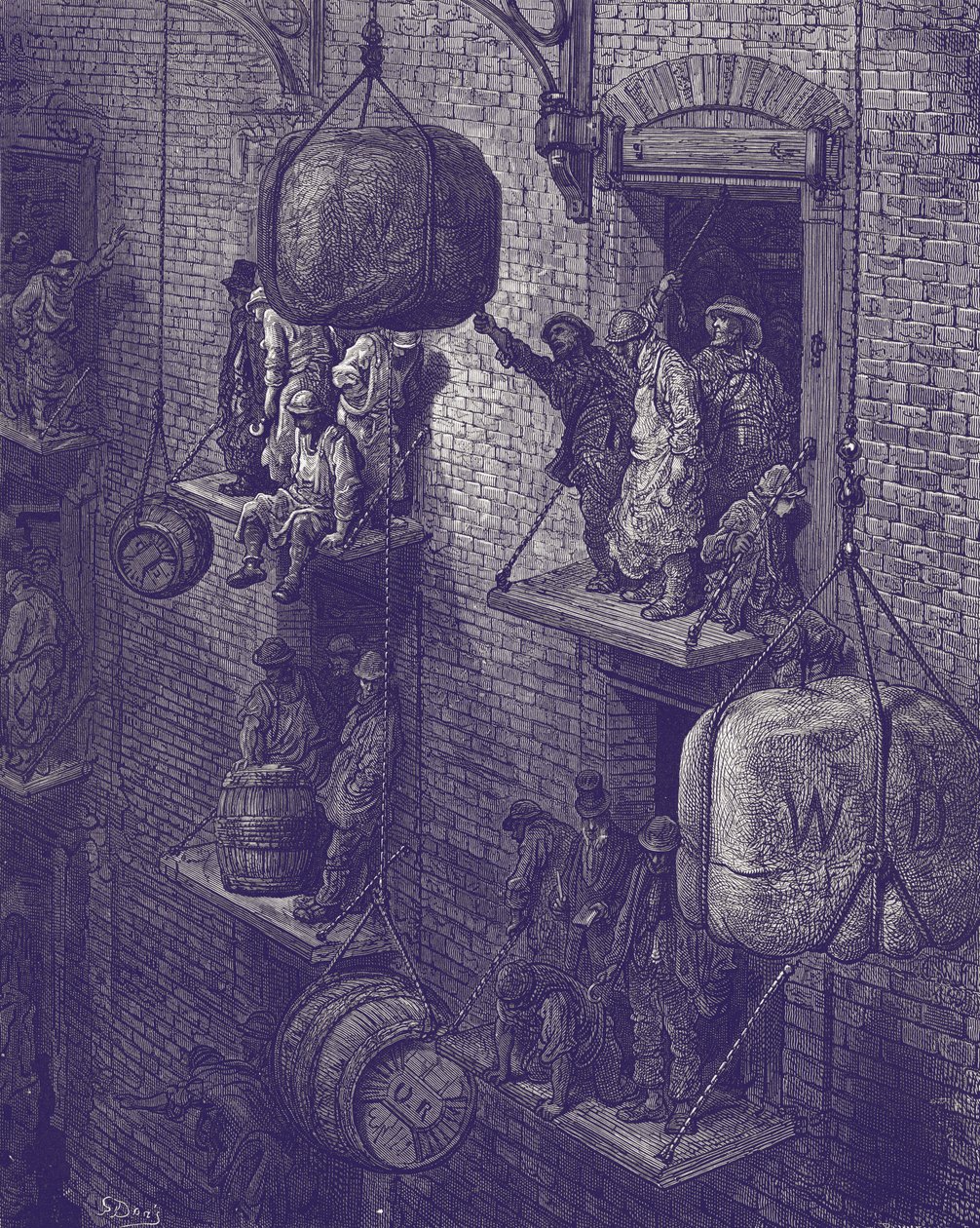 Lagerhaus im viktorianischen London von Gustave Dore