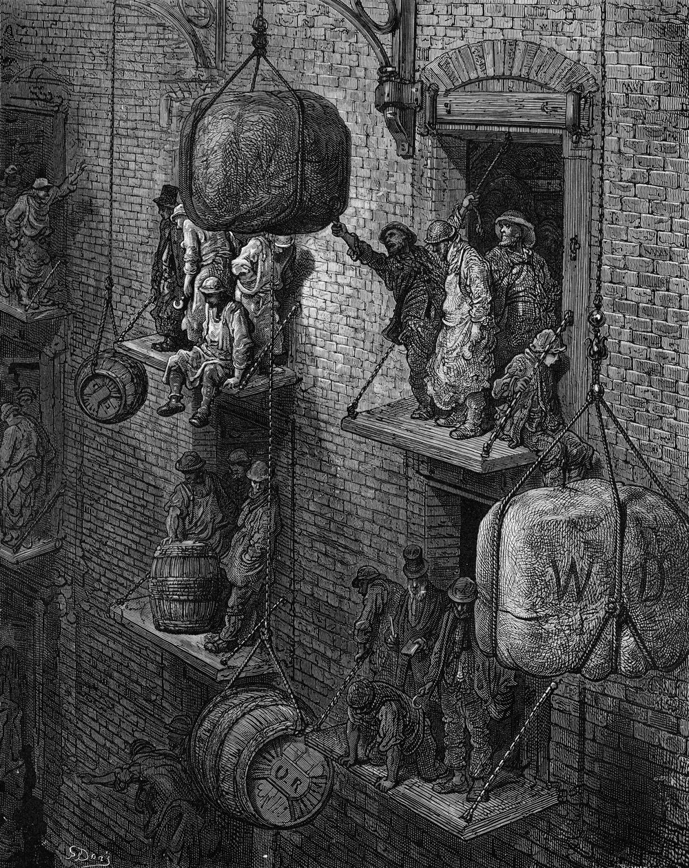Lagerhaus im viktorianischen London von Gustave Dore