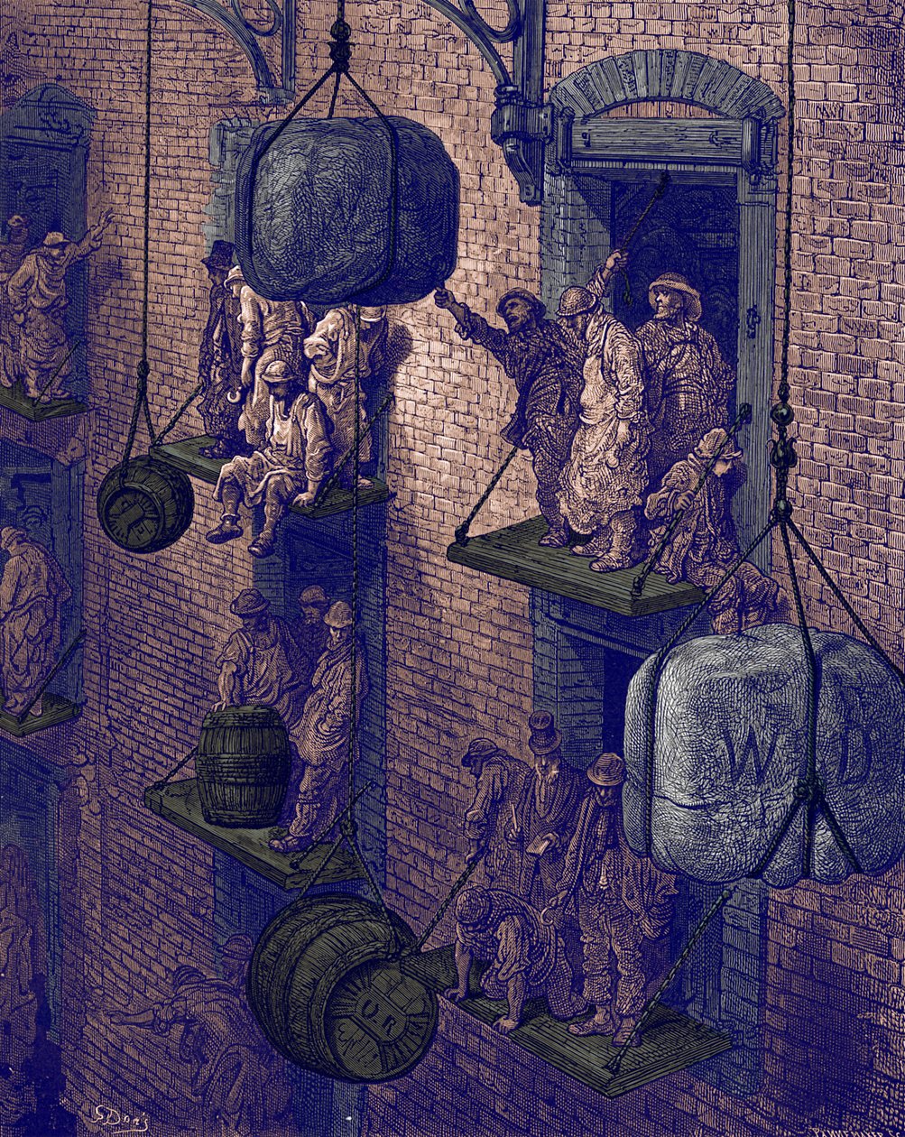 Lagerhaltung in der Stadt von Gustave Dore
