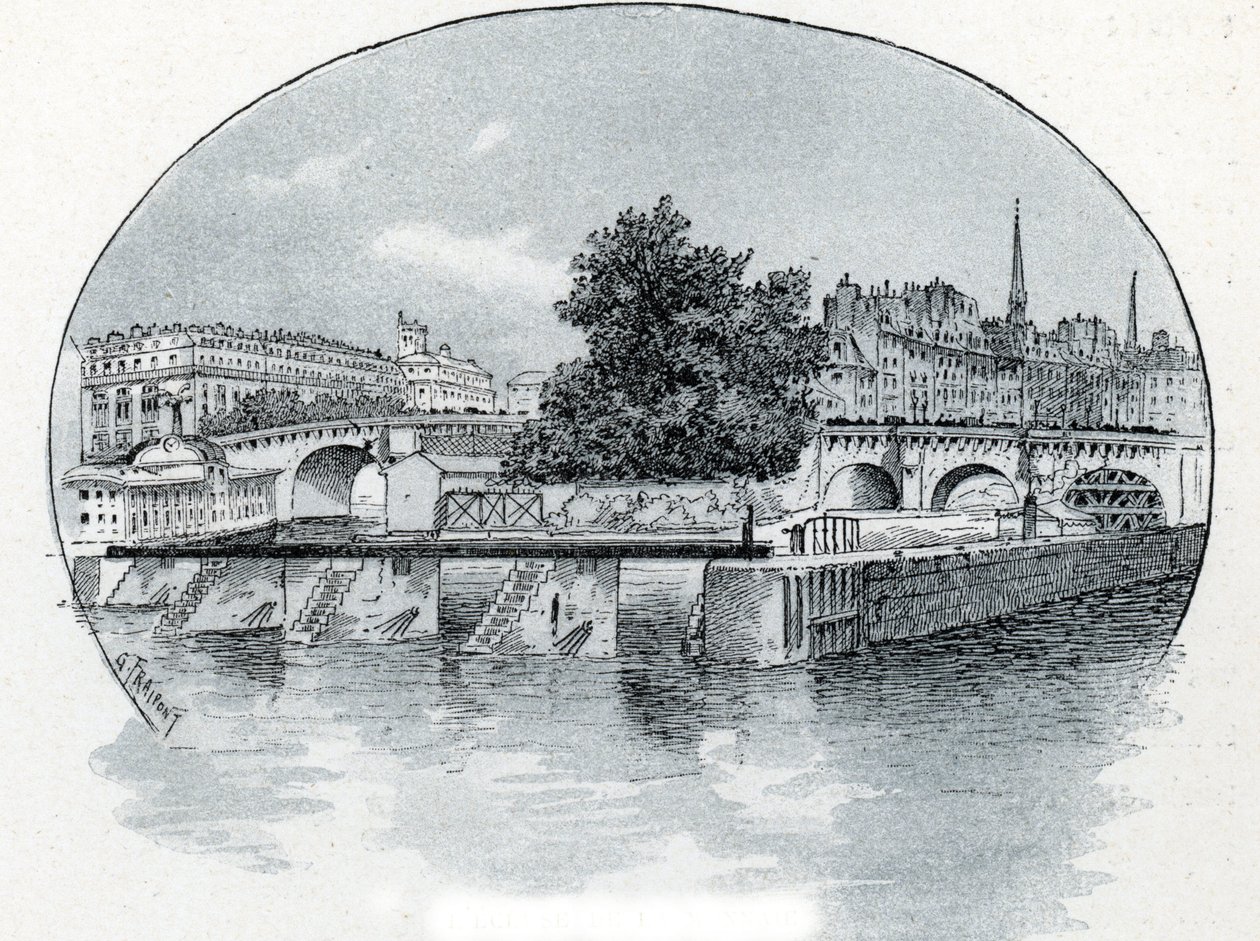 Ansicht der Schleuse der Monnaie, vor dem Hotel des Monnaie in Paris von Gustave Fraipont