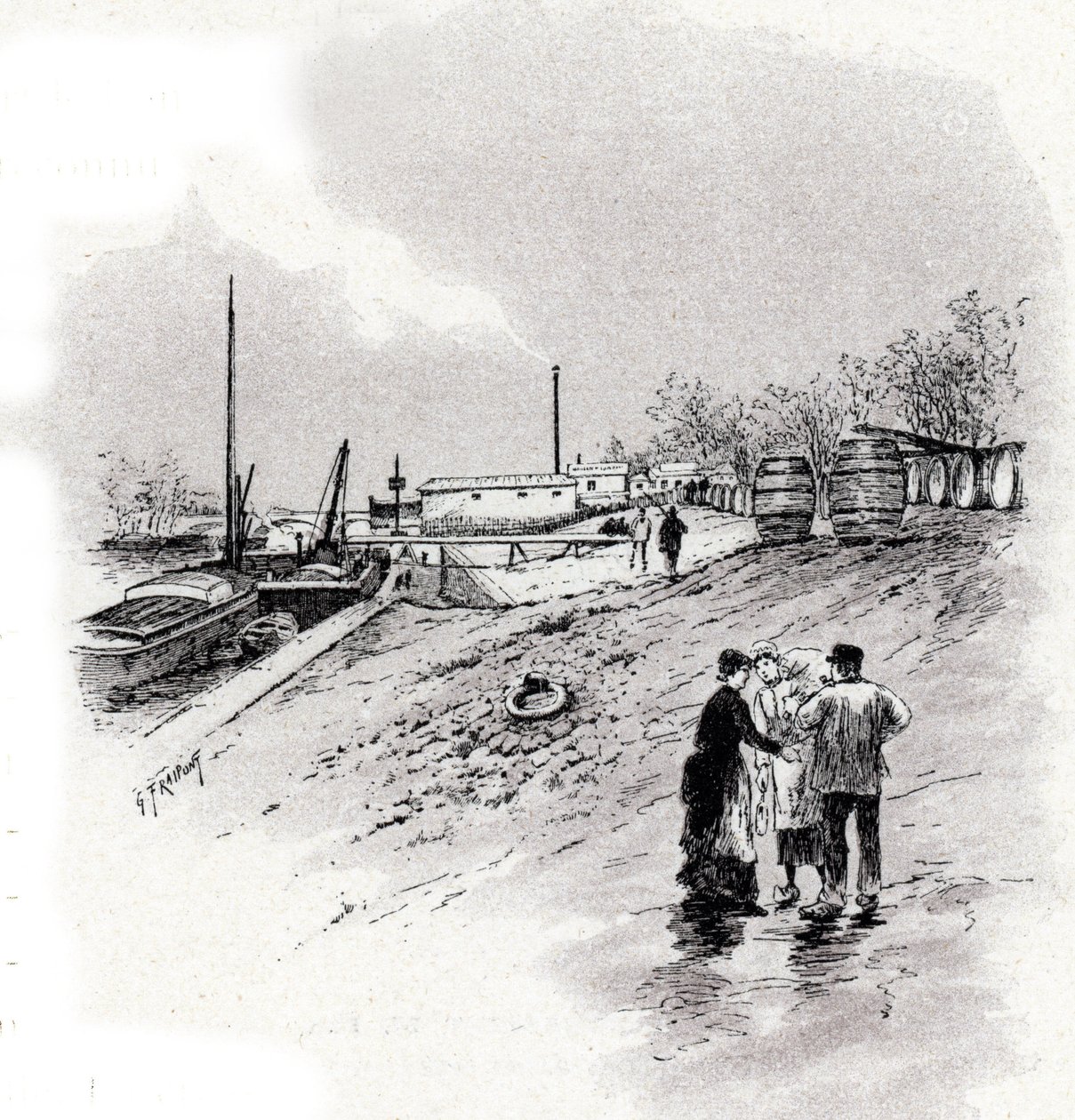 Ansicht der Ufer der Seine und des Quai Saint-Bernard, Paris von Gustave Fraipont
