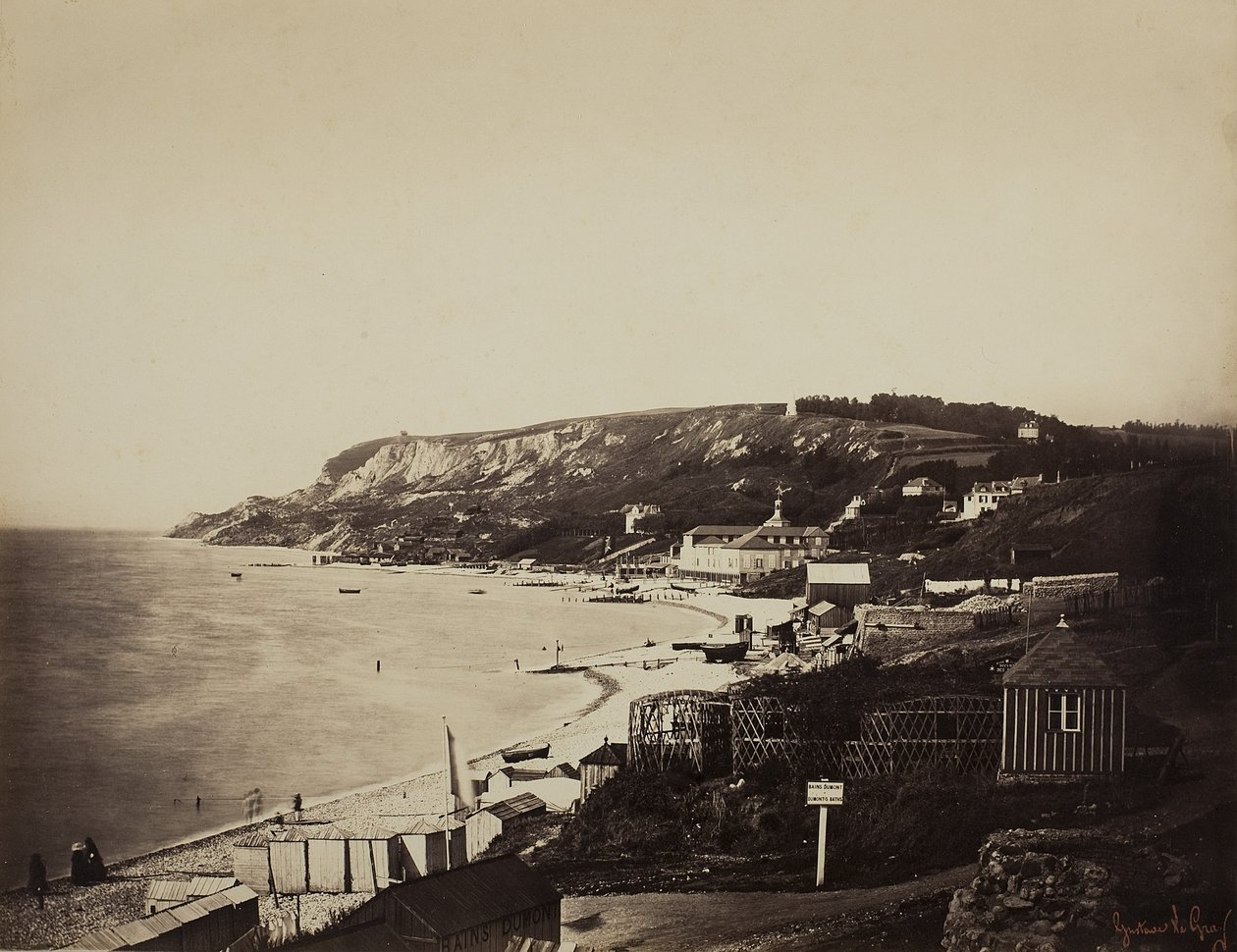 Der Strand von Sainte-Adresse, mit den Dumont-Bädern, 1856-57 von Gustave Le Gray